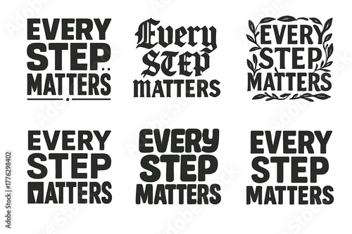 Harmonious Lettering Variations. Every step matters. Set lettering. harmonious lettering variations of the same emblematic concept, each with different