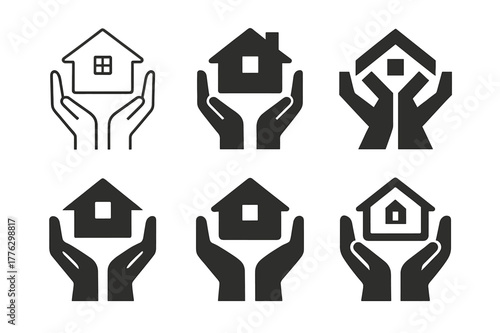 Home Repair Logos. Volunteering to help a family member with home maintenance tasks. Set Logo of volunteering to help a family member with home maintenance