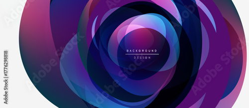 Abstract circular design. Vibrant purple, blue hues blend. Modern, dynamic composition. Center text reads background design. Minimalist aesthetic.