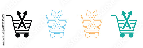 Explore diverse retail paths with this versatile set of shopping cart icons, featuring arrows for strategic choices and dynamic decision-making.