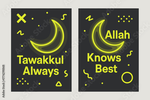 Trust & Reliance Banners. Trust & Reliance. Two vertical A6 banners with safe margins, centered composition, no elements touching edges, memphis, charcoal and