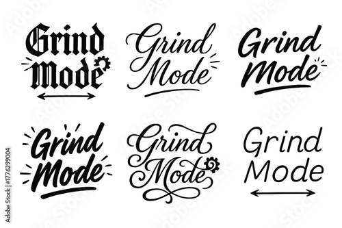 Grind Mode Calligraphy. Grind mode. Create a calligraphy lettering illustration of the phrase: Grind mode.