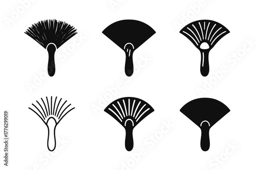 Brushstroke Logo Variations. Brushstroke techniques. Set Logo of Brushstroke techniques: fan brush bristles. Icon set. harmonious logo variations of the same