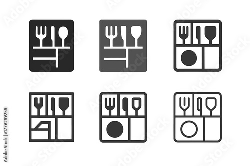 Drawer Organizer Logos. Using drawer organizers for kitchen gadgets. Set Logo of Using drawer organizers for kitchen gadgets: drawer with smart space