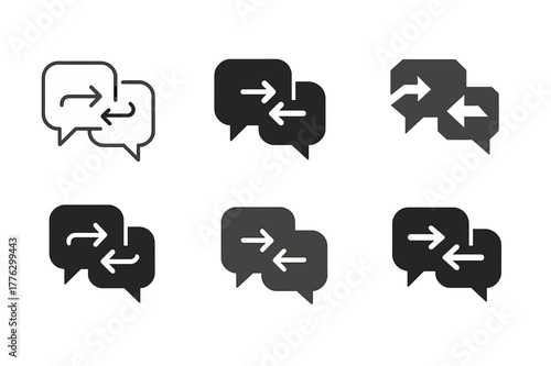 Communication Logo Variations. Effective communication between management and staff. Set Logo of effective communication between management and staff: two-way