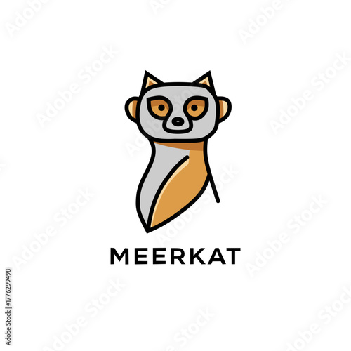 Simple meerkat mascot icon, front view illustration