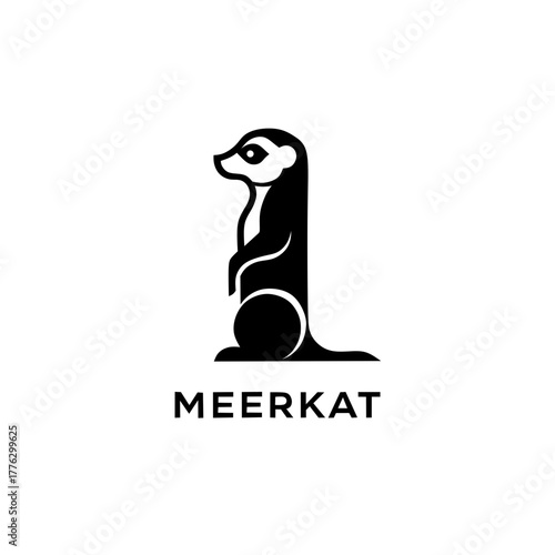 Minimalist Meerkat Logo Design – Elegant Black and White Animal Symbol
