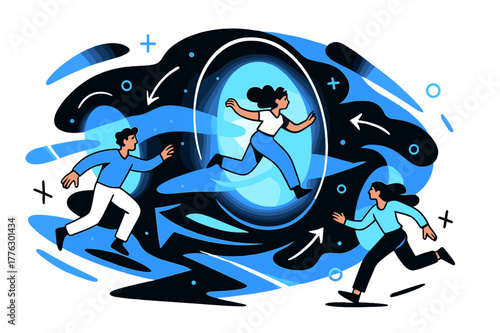 Multiverse Dimensions Illustrated. Multiverse concept. Glowing parallel universes, abstract dimensional planes