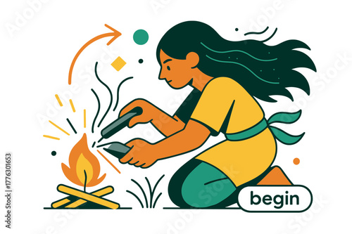 First Ember Awakening. Keeper of the Hearth ? First Ember. A steel and flint kiss with a tiny spark; thin lines trace the ember?s breath into kindling. Tag