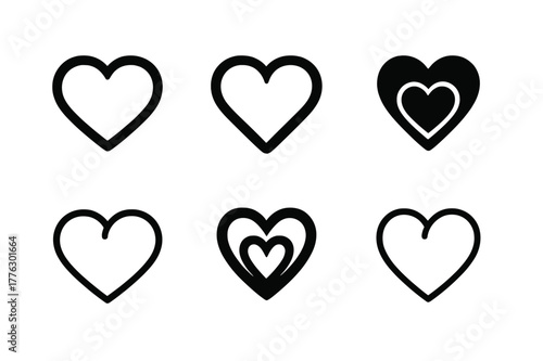 Interlocking Hearts Logos. Empathy in romantic relationships and building strong friendships. Set Logo of empathy and connection: interlocking hearts pattern.