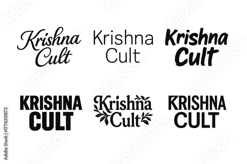 Krishna Cult Lettering. Krishna Cult. Set lettering. harmonious lettering variations of the same emblematic concept, each with different artistic