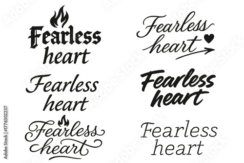 Fearless Heart Calligraphy. Fearless heart. Create a calligraphy lettering illustration of the phrase: