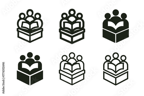 Family Stories Icons. Telling family stories at a gathering. Set Logo of Telling family stories at a gathering: keepsake memory box. Icon set. harmonious logo
