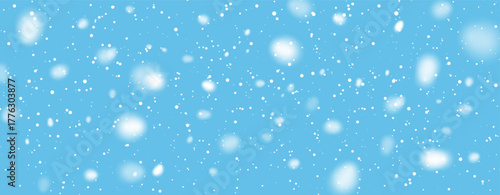 Snowfall On Blue Winter Background With Frosty Cold Effect For Christmas, Holiday, And Seasonal Design. Falling Snow Abstract Texture Vector Illustration