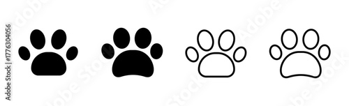 Paw icon set. paw print icon vector. dog or cat paw