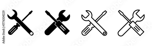 Repair tools icon set. tool icon vector. setting icon vector. Wrench and screwdriver. support, Service