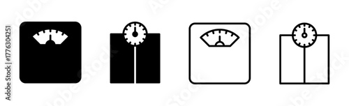 Foto Scales icon set. Weight scale icon. Law scale icon. Justice