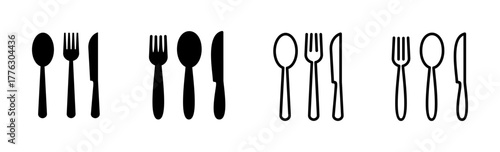 spoon and fork icon set. spoon, fork and knife icon vector. restaurant icon