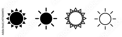 Sun icon set. Brightness Icon vector