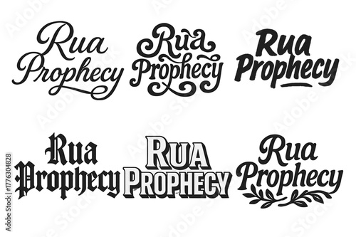 Rua Prophecy Variations. Rua Prophecy. Set lettering. harmonious lettering variations of the same emblematic concept, each with different artistic