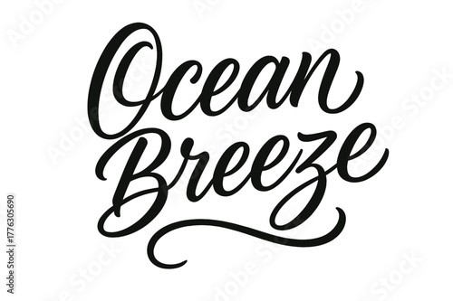 Ocean Breeze Script. Ocean Breeze ? Script Hand-Lettering: flowing brush script with airy loops and smooth