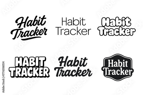 Habit Tracker Variations. Habit tracker. Set lettering. harmonious lettering variations of the same emblematic concept, each with different artistic