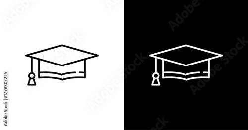 Graduation Cap  White Icon Set Design