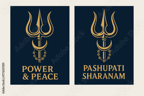 Trident & Crescent Banners. Trident & Crescent. Two vertical A6 banners with safe margins, centered composition, no elements touching edges, bold, navy and