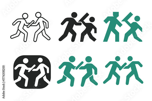 Summer Sports Logo Variations. Summer sports day with outdoor games and activities. Set Logo of Summer sports day with outdoor games and activities: relay