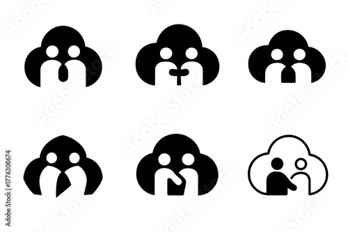 Remote Career Logos. Building a remote career from scratch. Set Logo of Building a remote career from scratch: cloud-based collaboration icon. Icon set.