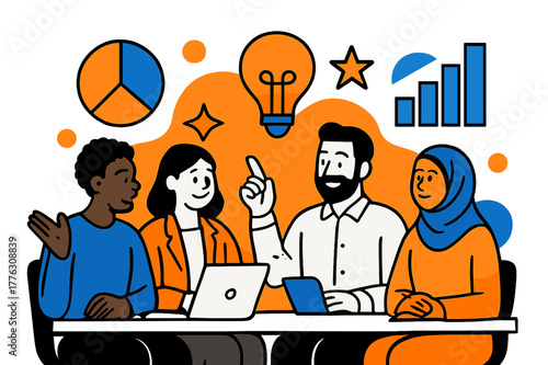 Diverse Team Collaboration. Workplace inclusion. Employees of different genders and ethnicities discussing