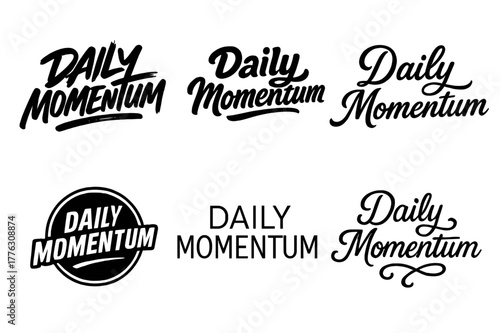 Harmonious Lettering Variations. Daily momentum. Set lettering. harmonious lettering variations of the same emblematic concept, each with different artistic