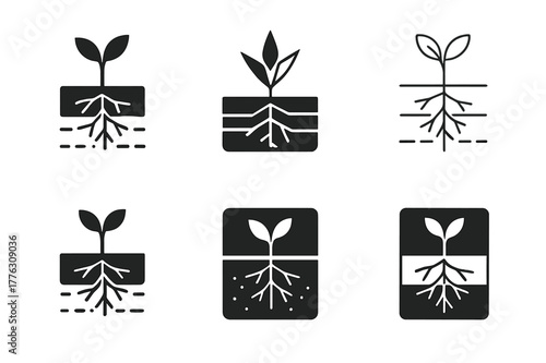 Resilient Crop Logos. Designing resilient crops for changing weather conditions. Set Logo of Designing resilient crops for changing weather conditions: