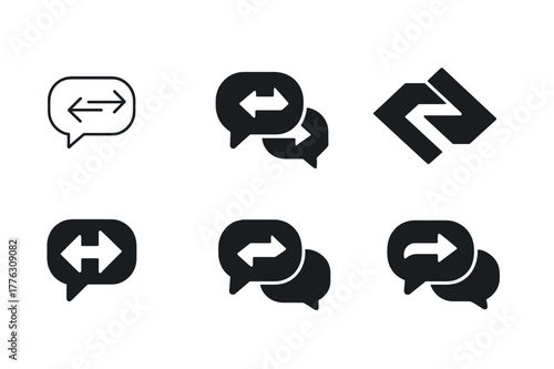 Communication Logo Variations. Effective communication between management and staff. Set Logo of effective communication between management and staff: two-way