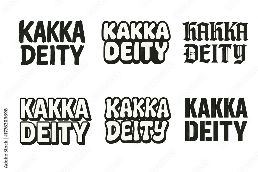 Obraz premium Kakka Deity Lettering Art. Kakka Deity. Set lettering. harmonious lettering variations of the same emblematic concept, each with different artistic