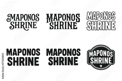Maponos Shrine Lettering Styles. Maponos Shrine. Set lettering. harmonious lettering variations of the same emblematic concept, each with different artistic