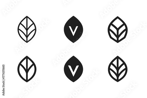 Nature Inspired Logo Set. Graphic design trends nature inspired design example. Set Logo of graphic design trends nature inspired design example: leaf vein