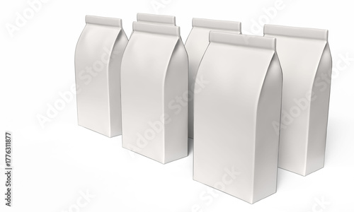 Set of Six Coffee Packages White Background