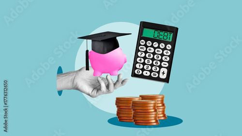 University debt and Study cost or education expense concept. University tuition fee or Saving for school