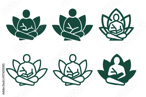 Mindful Journaling Logos. A person journaling their thoughts and reflections for personal growth. Set Logo of A person journaling their thoughts and