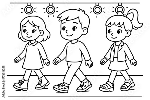 Runway Shoes Coloring Book. Fashion runway shoes children?s coloring book illustration, outlined drawing,