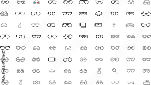 Large collection of eyeglasses and sunglasses icons vector illustration isolate on white background	