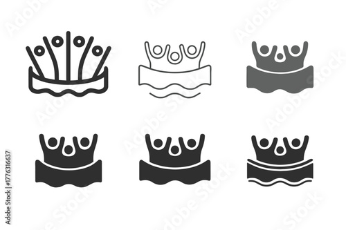 Stadium Crowd Wave Logos. audience reaction. Set Logo of audience reaction: Stadium crowd wave ripple. Icon set. harmonious logo variations of the same