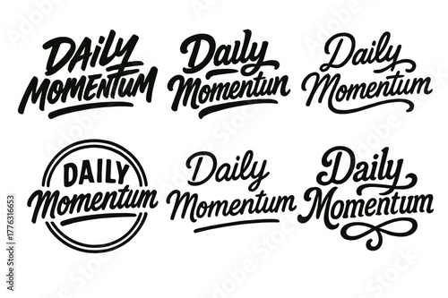 Harmonious Lettering Variations. Daily momentum. Set lettering. harmonious lettering variations of the same emblematic concept, each with different artistic
