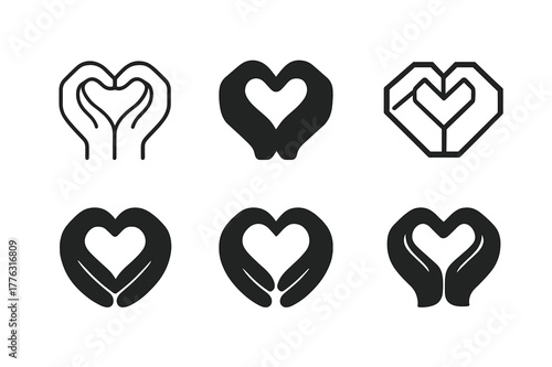 Hands Forming Heart. Nurturing relationships and emotional connections. Set Logo of nurturing relationships and emotional connections: two hands forming a