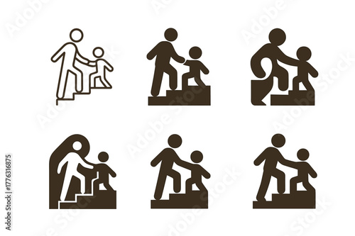 Mentor and Student Logos. A mentor guiding a student in career choices and personal development. Set Logo of A mentor guiding a student in career choices and