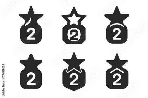 Talent Show Logos. Talent shows and auditions. Set Logo of Talent shows and auditions: queue number badge. Icon set. harmonious logo variations of the same