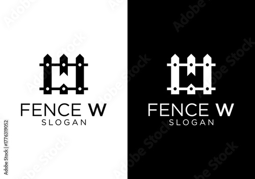 vector design of fence logo icon with initial W