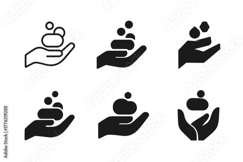 Hygiene Campaign Logos. Hygiene education and awareness campaigns. Set Logo of hygiene education and awareness campaigns: handwashing with soap. Icon set.