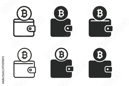 Cryptocurrency Logo Variations. Cryptocurrency markets. Set Logo of Cryptocurrency markets: digital wallet. Icon set. harmonious logo variations of the same